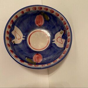 VIETRI CAMPAGNA FRUIT DESSERT SAUCE BOWL BLUE RED WHITE CHICKEN POLLO ITALY HOME